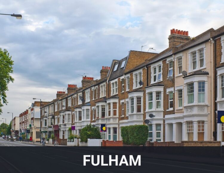 Residential street in Fulham, London with traditional terraced houses